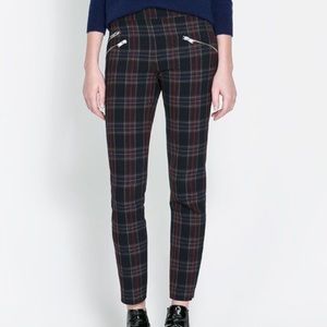 Zara Checkered Skinny Trousers with Zippers